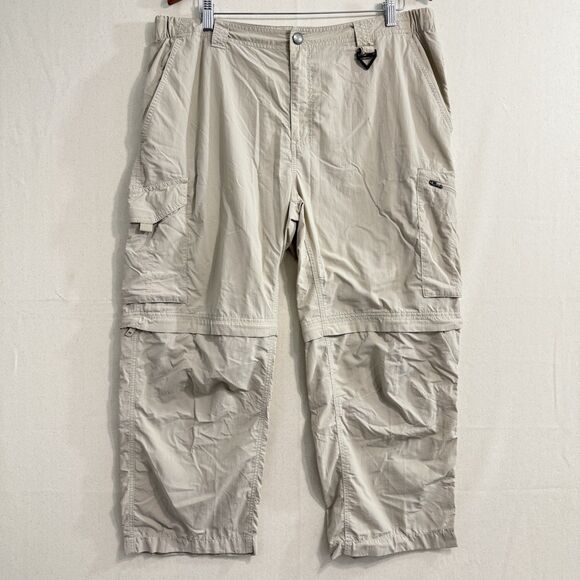 Columbia Pants Men's 38x30 Beige Tan Convertible Zip Off Cargo Hiking Fits - Picture 1 of 10